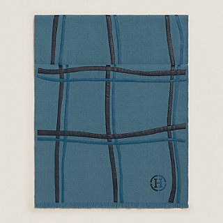 Carreaux Ondes scarf - Blue | Hermès UK